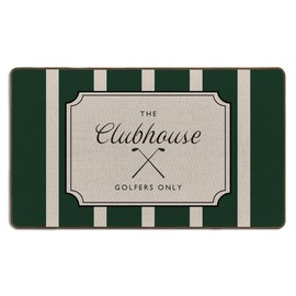 Green Funny Golf Door Mat, Golfing Golf Lover Gifts Front Door Mat Outside Entrance, Golfer Gifts, Funny the Clubhouse Golfers Only Decorative Doormats Indoor Outdoor Entrance, 17x30in