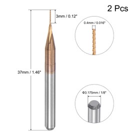 sourcing map 2 Piece End Mill CNC Cutter Titanium Coated Tungsten Carbide Engraving Cutter Set for PCB Plastic Fibre 0.4 mm x 3 mm