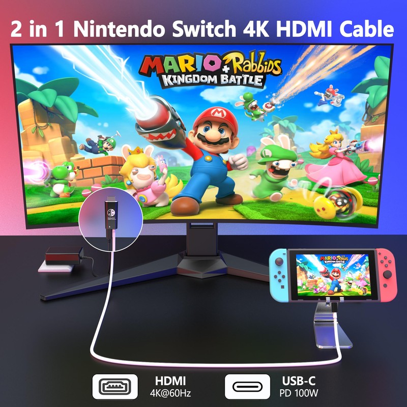 GKEAPZA Switch Dock HDMI Adapter Cable 4k Video Output 100W