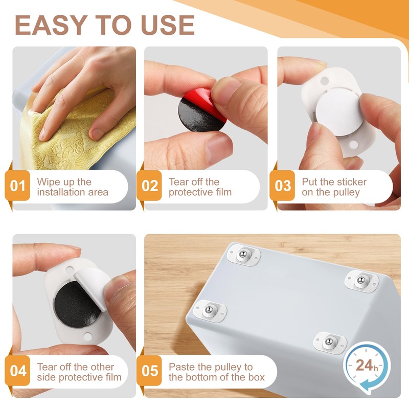 Pikabeast 8PCS Self Adhesive Casters Wheels Appliance Rollers Appliance Sliders