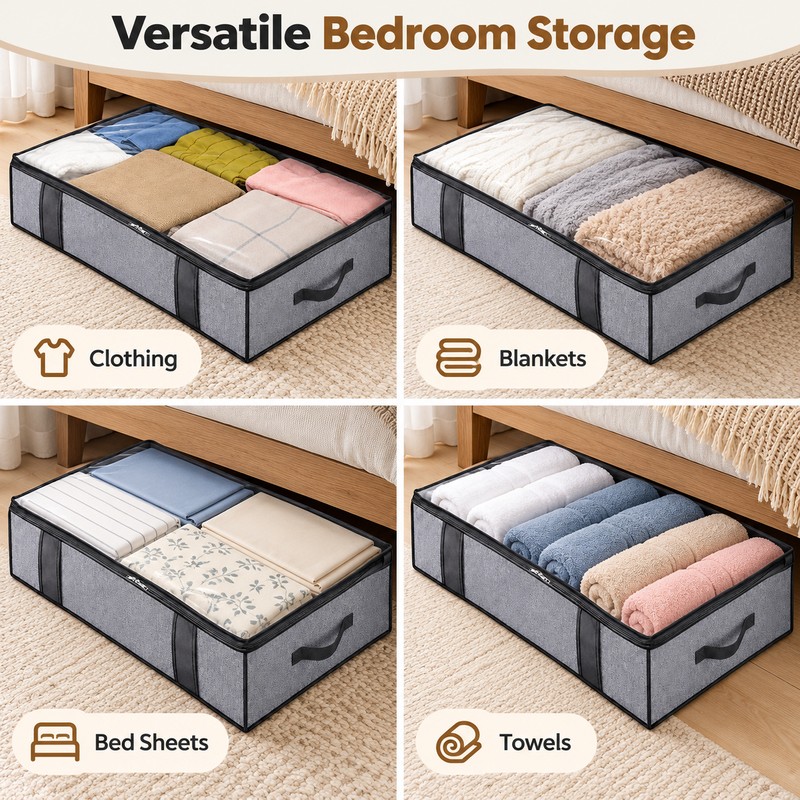 2 Pack Under Bed Storage Bag Organizers for Bedroom &
