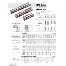 KTB1-01004, Barrier Terminal Block, 4 Poles, 600VA 10A, M3 Screw, L57.6xW24xH17mm, Flame Retardant Polycarbonate