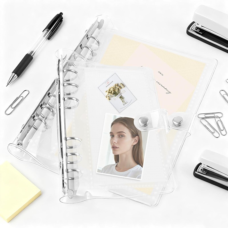 Transparent Seal Book, 6 Ring Binder, Snap-On Waterproof Clear Binder