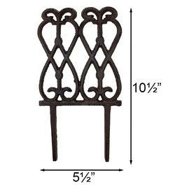 Esschert Design Fleur-de-Lis Cast Iron Garden Fence, Rust – Set of 12 Decorative Panels with No-Dig Installation, Antique Look, Durable Landscape Edging for Flower Beds, Borders, and Pathways