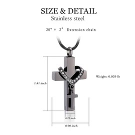 Yinplsmemory Cross Cremation Necklace Urn Pendant for Ashes Papa Memorial Ashes Keepsake Jewelry