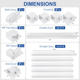 KuriProtect 3" 10Ft PVC Decorative Line Set Cover Kit - Protection for Mini Split, Central Air Conditioner & Heat Pump(White)
