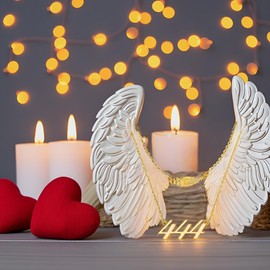 444 Angel Number Necklace 925 Sterling Silver/18k Gold for Women: 444 Layered Wing Pendant Choker Chain Necklaces Inspirational Numerology Jewelry Gift for Mom Birthday Christmas, 925, No Gemstone