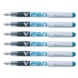 Pilot V-Pen Disposable Fountain Pens, Turquoise, Set of 6