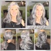 XIUFAXIRUSI XIUFAXIRUSI Grey Long Layered Wigs for Women Highlight Silver