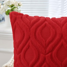 MIULEE Christmas Red Throw Pillow Covers 20x20 Inch, Soft Plush Faux Wool Couch Pillow Covers Set of 2 Decorative Farmhouse Boho Throw Pillows for Sofa Living Room Bed