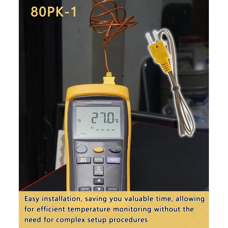GIBACAD 80PK-1 K-Type Temperature Bead Probe Compatible with Fluke Multimeter,-40