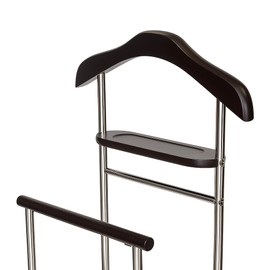 Proman Products Twin Valet with Wooden Hanger Tray & Trouser Bar, Walnut