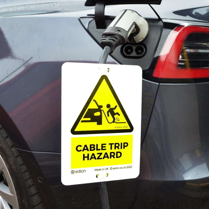 Edion EV Cable Trip Hazard Warning Sign – Attaches to