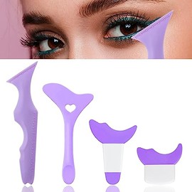 ONEUPIN 4 Plantillas De Delineador De Ojos Reutilizables De Silicona, Ayuda Para Delineador De Ojos, Protector De Máscara De Pestañas, Aplicador De Lápiz Labial Y Sombra De Ojos, Herramienta Multifunc