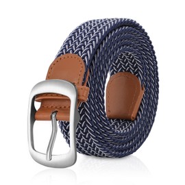 XZQTIVE Fabric Belt Stretch Belt Elastic Braided Belt Elastic Stretchy Belt for Men and Women, 2-Blue+White