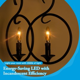 Brighfivey - Bombillas de candelabro de 25 W, regulables E12, bombillas LED de filamento ultrafino, 2 W, iguales a 25 W, bombillas de ámbar clásico, 2000 K, suaves, cálidas, paquete de 6