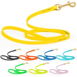 Viper Biothane K9 Working Dog Leash Waterproof Lead for Tracking Training Schutzhund Odor-Proof Long Line with Solid Brass Snap for Puppy Medium and Large Dogs 6ft, Lemon Yellow