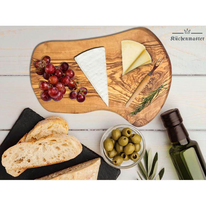 Küchenmaster Olive Wood Chopping Board in Natural Cut, Cheese Board,