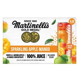Sparkling Apple Mango Juice, 100% Juice, 8.4 fl oz Cans (Pack of 12) – No Added Sugar, Natural Flavors