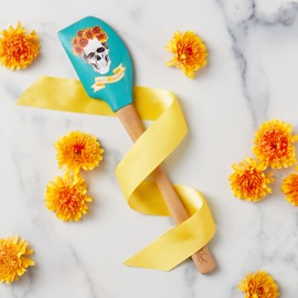Tovolo Day of the Dead Wood Handled Spatulart Spatula for Food and Meal Prep, Baking, Mixing & Turning