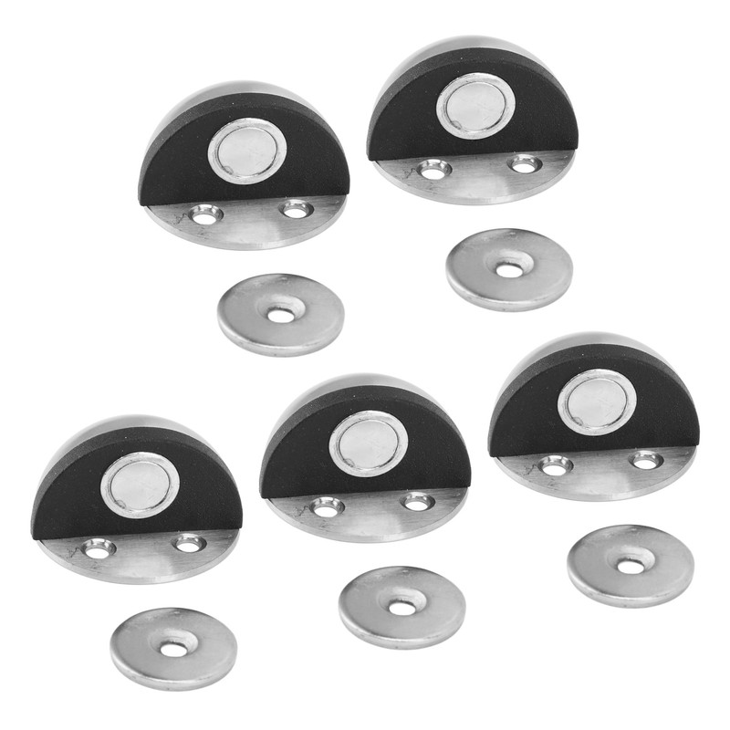 5 Sets Door Stopper Stainless Steel Rubber Door Stop Holder