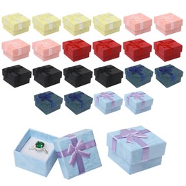 Qaziuy Pack of 24 Jewellery Gift Box with Bow Small Gift Box Jewellery Cardboard Gift Box Foam with Lid for Ring Earrings Necklace Jewellery