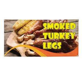 Vinyl Banner Multiple Sizes Smoked Turkey Legs Advertising Printing B Food & Beverage Outdoor Weatherproof Industrial Yard Signs Brown 10 Grommets 60x144Inches