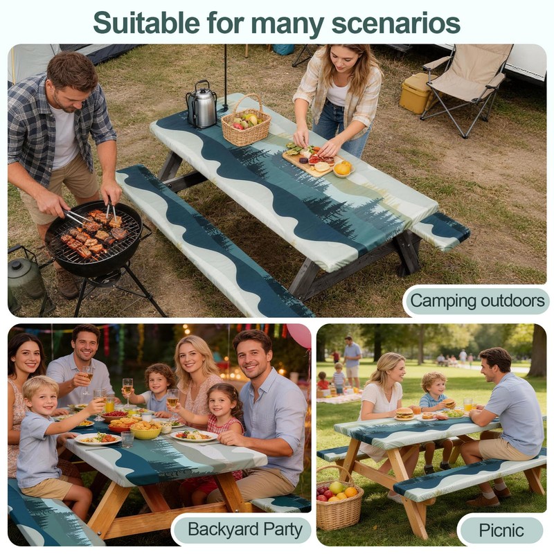Picnic Table Cover with Bench Covers Camping Essentials Waterproof Windproof