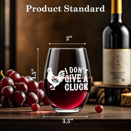 Pishovi I Don't Give A Cluck Wine Glass, Cute Funny Wine Gifts Idea, Birthday Christmas for Girlfriend Wife Mom, Funny Chicken Themed Gifts for Men Women, Present for Animal Farm Lover