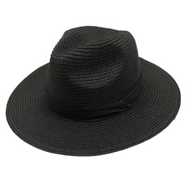 Inlefen Women's Panama Hat, Foldable Roll up Floppy Straw Hat for Men and Women, UPF50 + Summer Beach Sun Cap with Large Brim Black