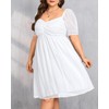 Talisea Plus Size Women's White Graduation Dress Swiss Dot Short
