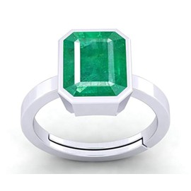 SirDaksh 4.00 Carat Certified Natural Emerald Gemstone 925 Sterling Silver