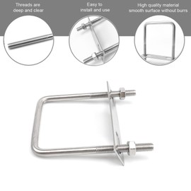 HJIAMA M8 U Bolts 4pcs 70x110mm Stainless Steel M8 Threaded Square Bolts with Nuts for Fixing Pipes Solar Bikes