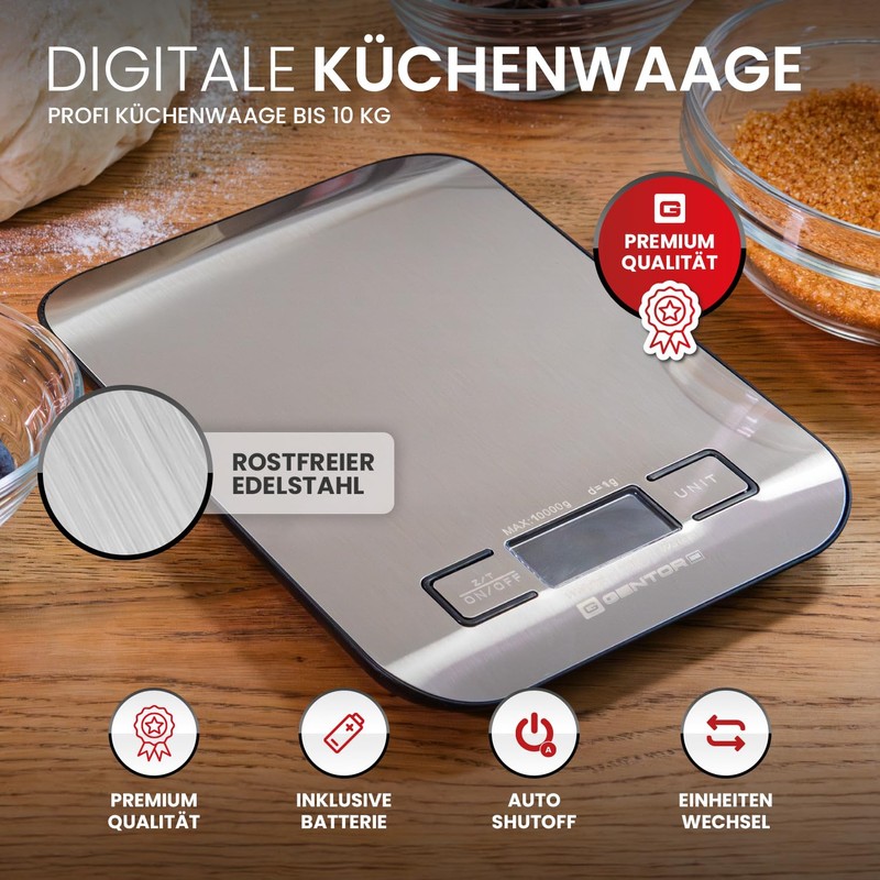 Digital Kitchen Scales 10 kg - High Precision Measurement up