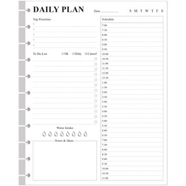 ZGMJ Undated Daily Planner Refill - A4 Day Planner Insect To Do List, 100 Sheets/200 Pages Planner and Lined Refill, 11 Disc Hole Punched, 100 gsm White Paper, 8.5'' x 11''