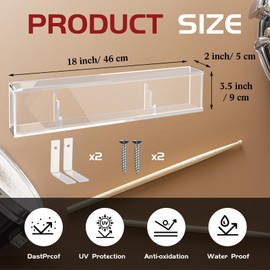 Silipull Drumstick Display Case 18 x 2 x 3.5'' Double Drum Stick Holder Display Case Clear Acrylic Wall Mounted UV Protection Drum Accessories Drummers Gift for Collector Memorabilia Souvenirs