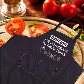 CENWA Funny Pottery Apron Caution I've Been Known to Throw Things Pottery Lover Gift Adjustable Apron For Clay Artists (Throw Things A pron EU)