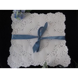 PLACE MAT 25 PCS 12" WHITE PAPER LACE SQUARE ELEGANT FLORAL ACCENT PLACEMAT DOILY CHARGER