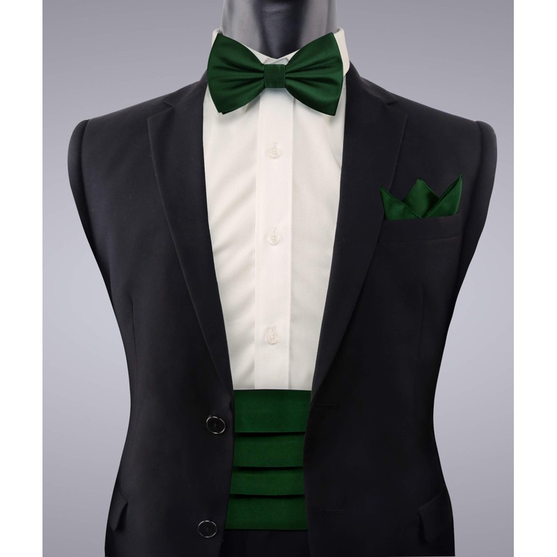 Alizeal Mens Solid Pre-tied Party Adjustable Bow Tie, Cummerbund and