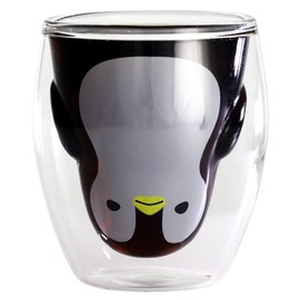 Ceramic Indigo, Heat Resistant Double Tumbler, Penguin, Size: Approx. φ3.1 inches (8 cm), H4.0 inches (10.2 cm), 5.2 inches (13610 mm)