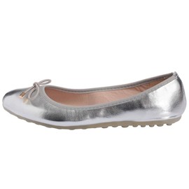 ANUFER Women's Beautiful Bowknot Soft Slip Ballet Flats Pumps Dolly Shoes, Silver Round Toe