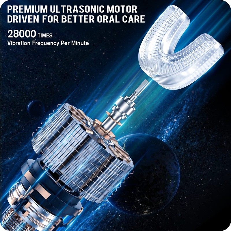 RexCodar Ultrasonic Kid's U-Shaped Electric Toothbrush, IPX7 Waterproof, Five Cleaning