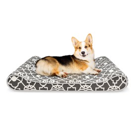 Precious Tails ESU36LCTCHA Memory Foam Orthopedic Bolster Contoured Lounger Pet Bed Mat Lattice Print, Gray