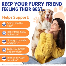 FUBAOLIN Liquid Collagen for Dogs, Dog Joint Supplements, Skin and Coat Supplement, Dry and Itchy Skin Relief, Support Digestive Health, Dog Collagen Drops with Biotin, MSM, Ginger, Bacon Flavor