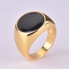 LIOYSIUT Black Onyx Ring for Men 18K Yellow Gold Over