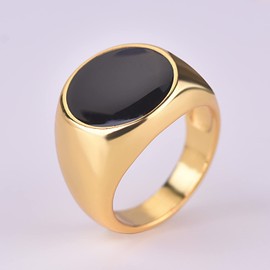 LIOYSIUT Black Onyx Ring for Men 18K Yellow Gold Over 925 Silver Ring for Womens Black Onyx Ring Sterling Silver Cocktail Ring Bezel Set Gemstone Bar Ring, Size 7, Sterling Silver, Onyx