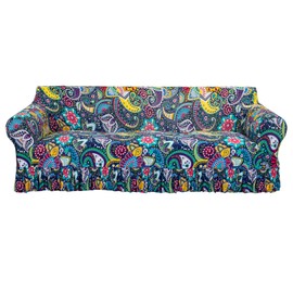 KRFOONN Printed Sofa Slipcover Stretch 1 Piece Sofa Couch Covers Washable 3 Seater Sofa Cover with Skirt Spandex Sofa Chair Covers Anti Slip Couch Slipcover Furniture Protector for Living Room, A6