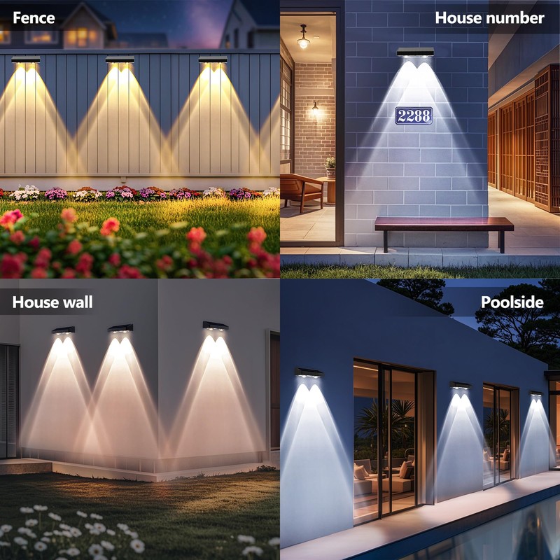 Brizled Solar Fence Lights Outdoor, 8 Pack 2700/4500/6500K 6 Modes
