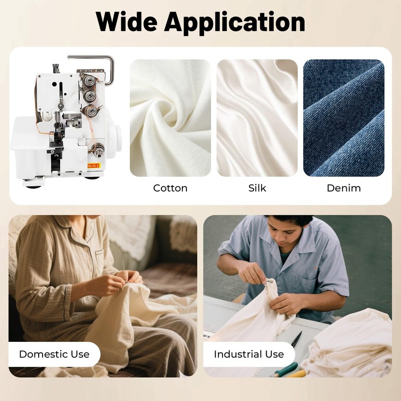 Seaming Machine, Heavy Duty Serger Overlock Machine Professional 4 Thread
