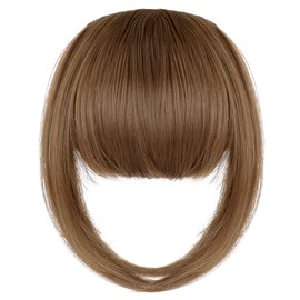 Jinnhelun Clip in Bangs,Bangs Hair Clip Extensions Clip on Wispy Bangs Natural Fake Air Bangs for Women Fringe with Temples Hairpieces Light Chestnut Brown
